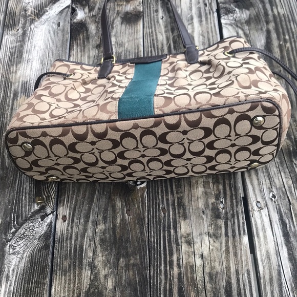 Coach Signature Stripe Drawstring Carryall Handbag - Picture 6 of 8